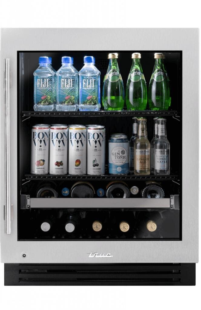 True Residential TUBADA24RGAS Stainless Glass, 2 Black Wire Shelves, 1 Wine & F...