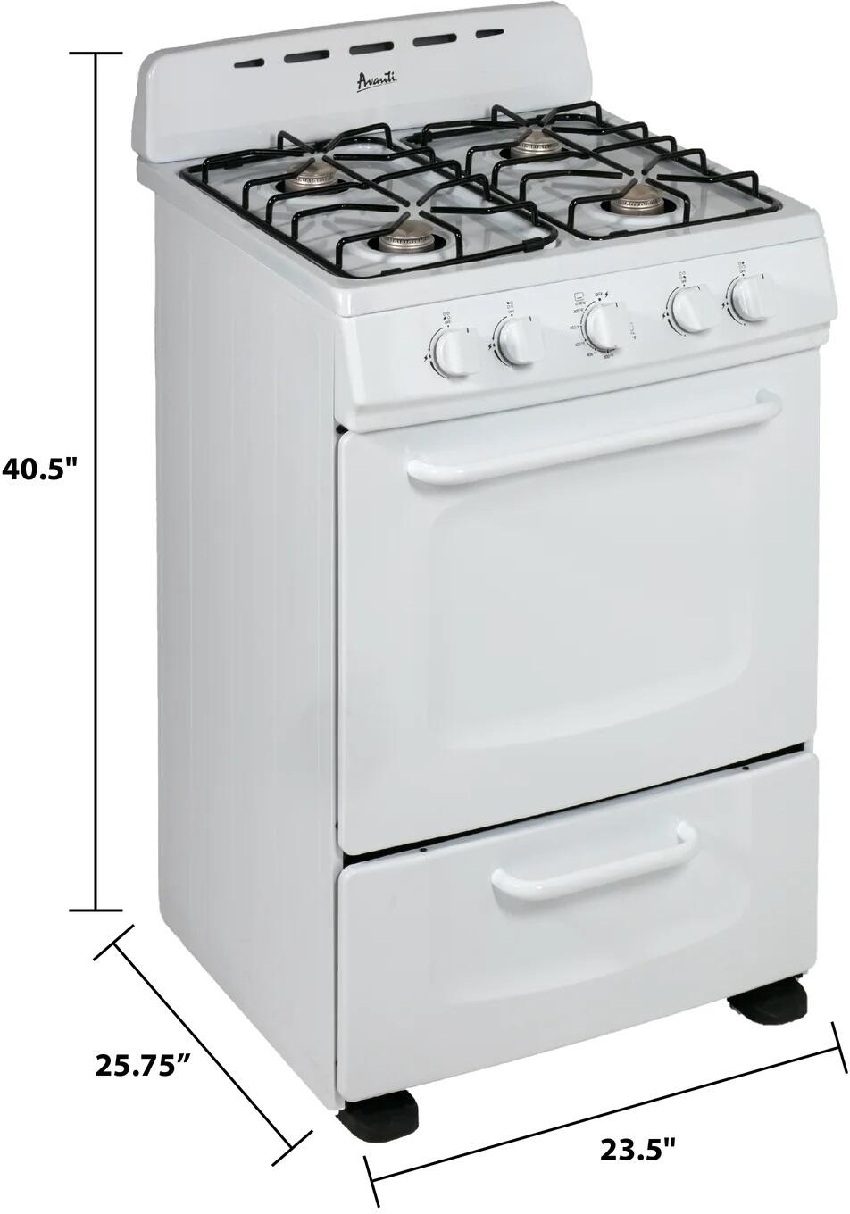 Avanti GRO24P0W 24 Inch Freestanding Gas Range