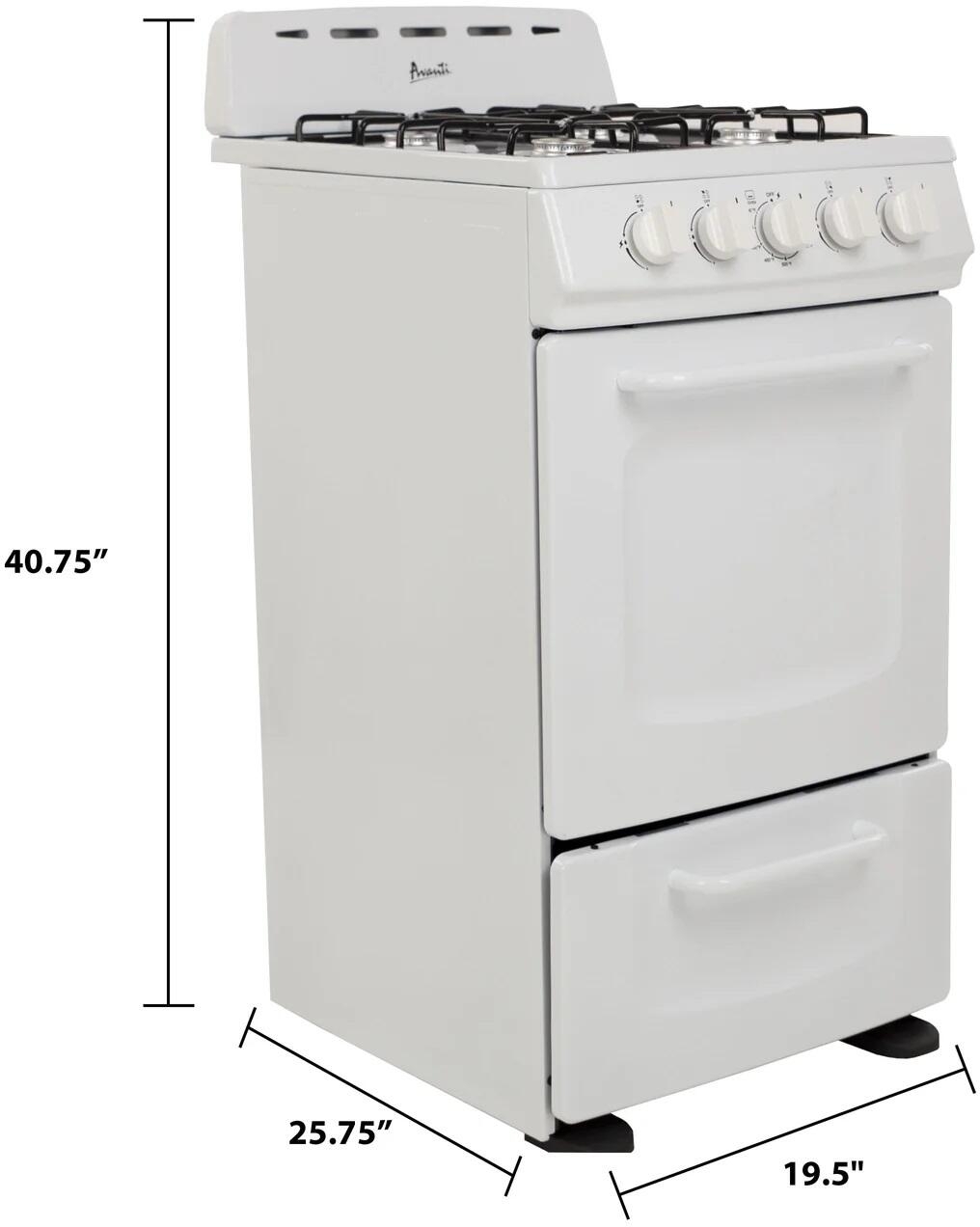 Avanti GRO24P0W 24 Inch Freestanding Gas Range