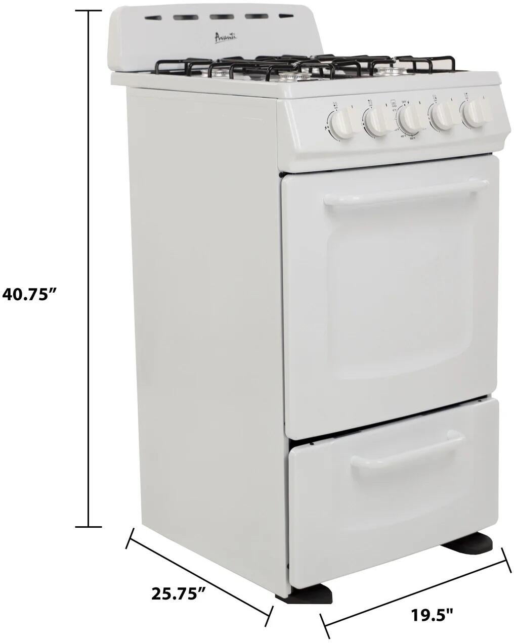 Avanti GRO20P0W 20 Inch Freestanding Gas Range