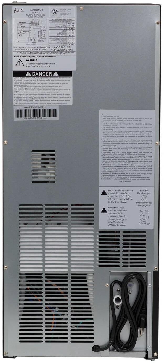 Avanti IME49U3SIS 15 Inch Freestanding and Built-In Ice Maker