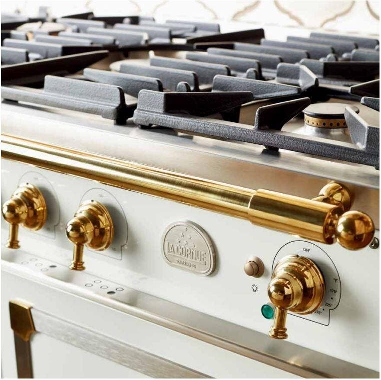 La Cornue C1WF Pure White With Stainless Steel & Polished Brass