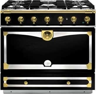 La Cornue C9MF Gloss Black With Stainless Steel & Polished Brass