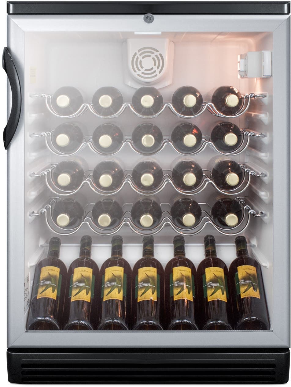 Summit SWC6GBLBI Stainless Steel, Black Cabinet, Black Handle