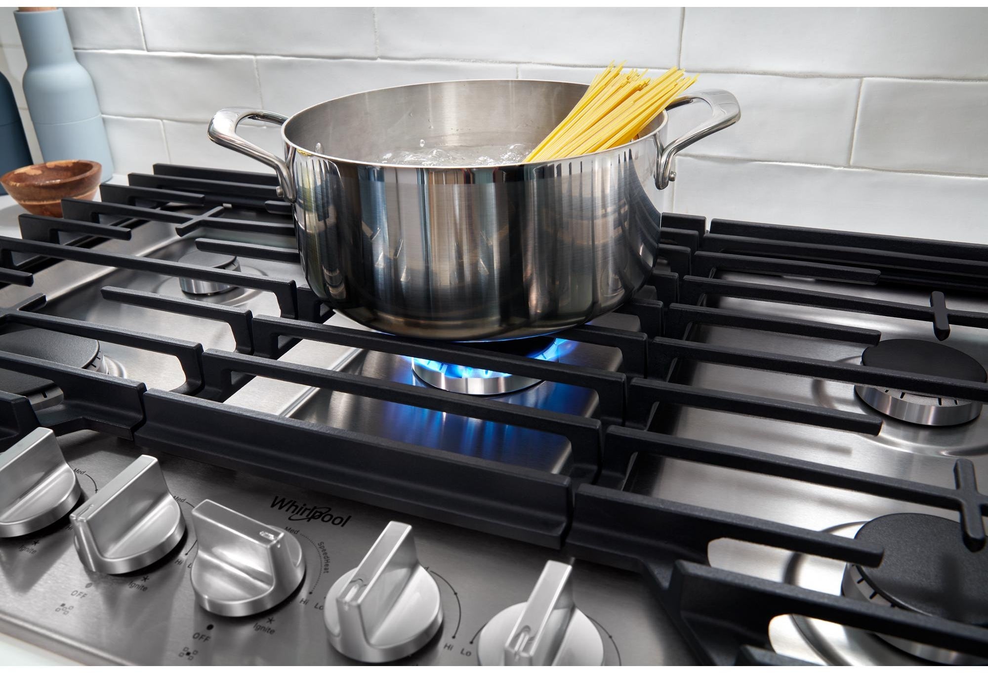 Whirlpool WCGK5036PW 36 Inch Gas Cooktop White | Plesser's Appliances