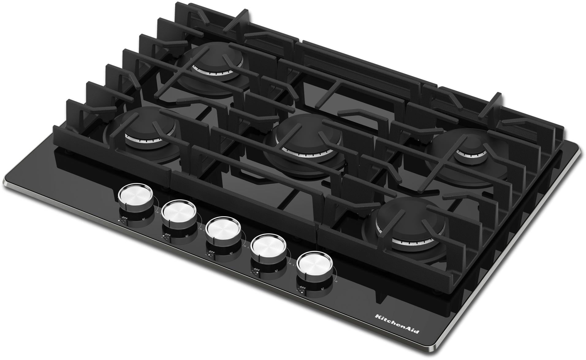 KitchenAid KCGG536PBL 36 Inch Gas Cooktop Black | Plesser's Appliances
