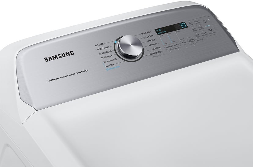 Samsung DVE55CG7100W 7.4 cf Dryer Electric Top Load Steam Drum Light Sm...