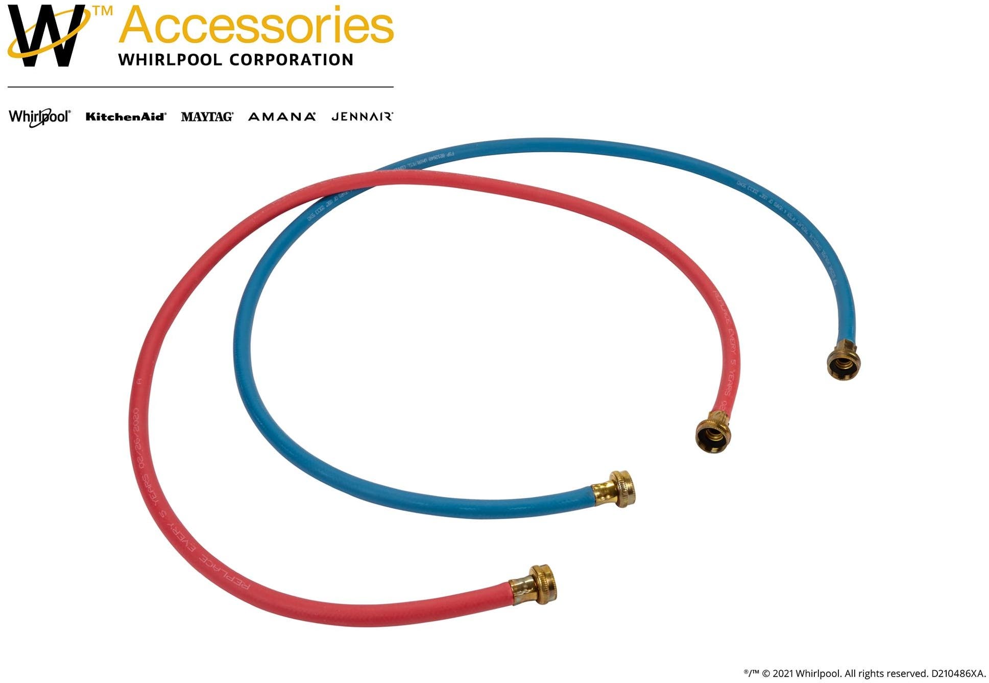 Whirlpool 8212545RP 5 ft. Commercial Grade Red and Blue Washer Hoses -...