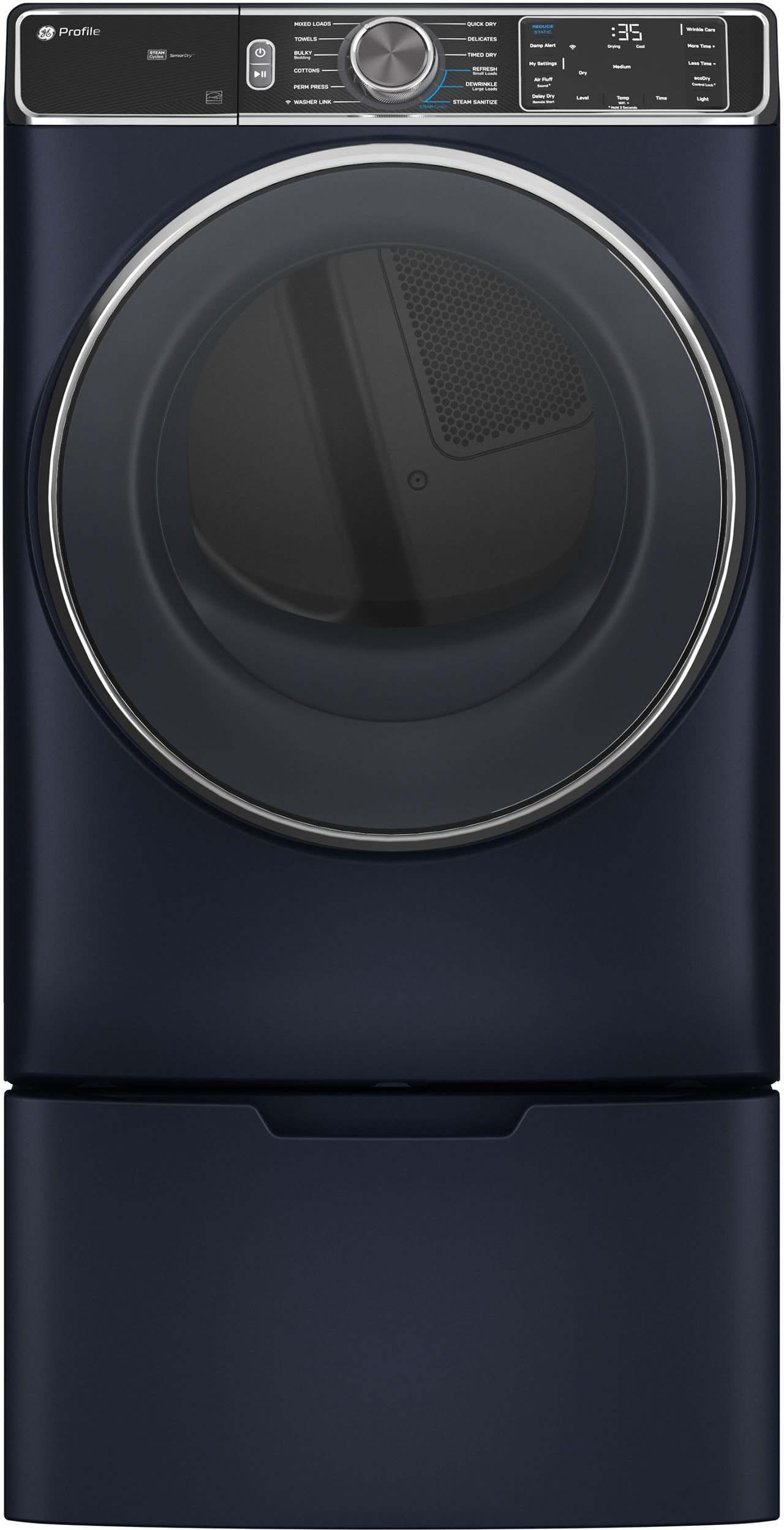 GE PFD87ESPVRS 28 Inch Smart Front Load Electric Dryer Sapphire