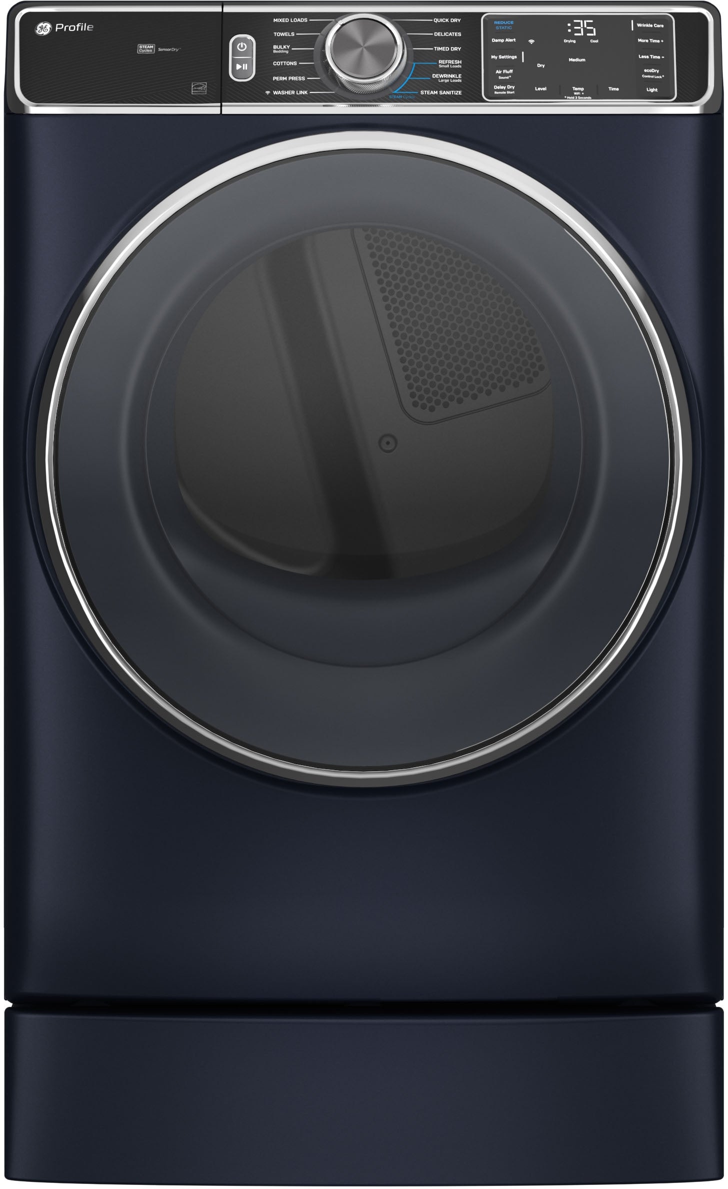 GE PFD87ESPVRS 28 Inch Smart Front Load Electric Dryer Sapphire