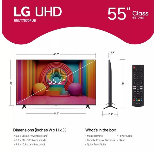 LG Electronics 55UT7570PUB 4K UHD 60 Hz Smart LED TV w/ A5 Gen 5 Gen 7 Intell...