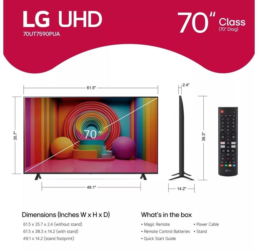 LG Electronics 43UT7590PUA 4K UHD 60 Hz Smart LED TV w/ A5 Gen 5 Gen 7 Intell...