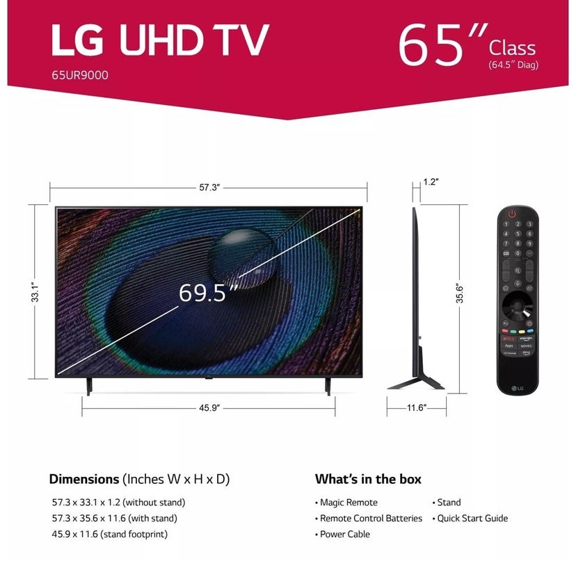 LG Electronics 65UR9000PUA UR9000 series LED 4K UHD Smart webOS 22 With ThinQ...