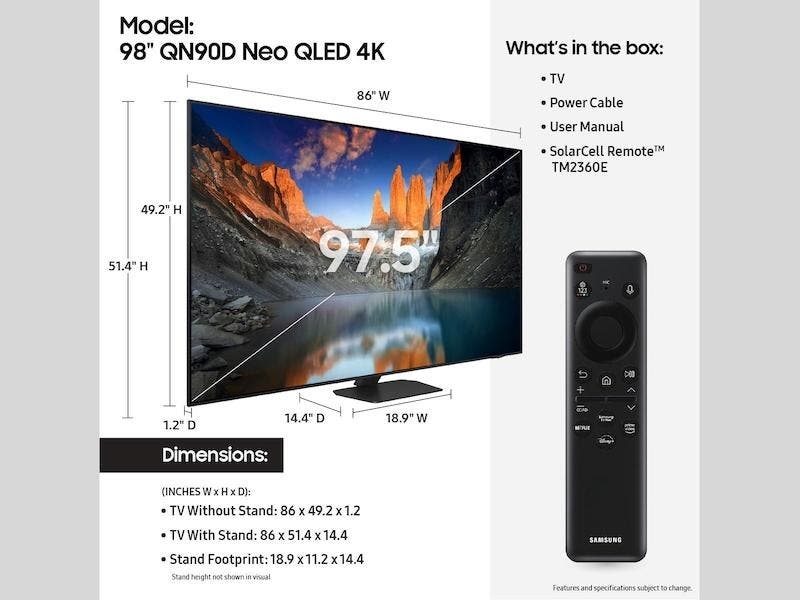Samsung Electronics QN98QN90DAFXZA 98 Inch