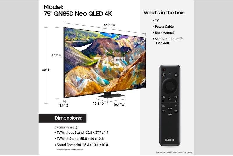 Samsung Electronics QN75QN85DBFXZA 75 Inch