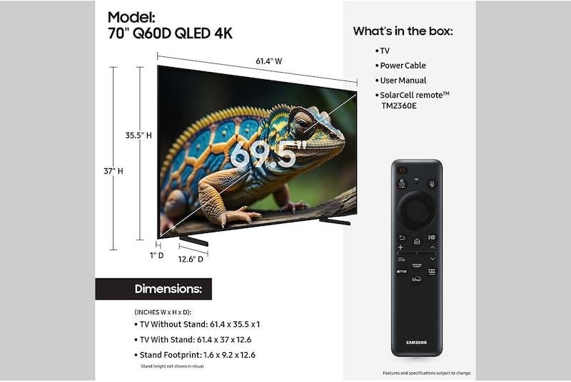 Samsung Electronics QN70Q60DAFXZA 4K 60Hz AirSlim Design QLED Motion Xcelerator Smar...