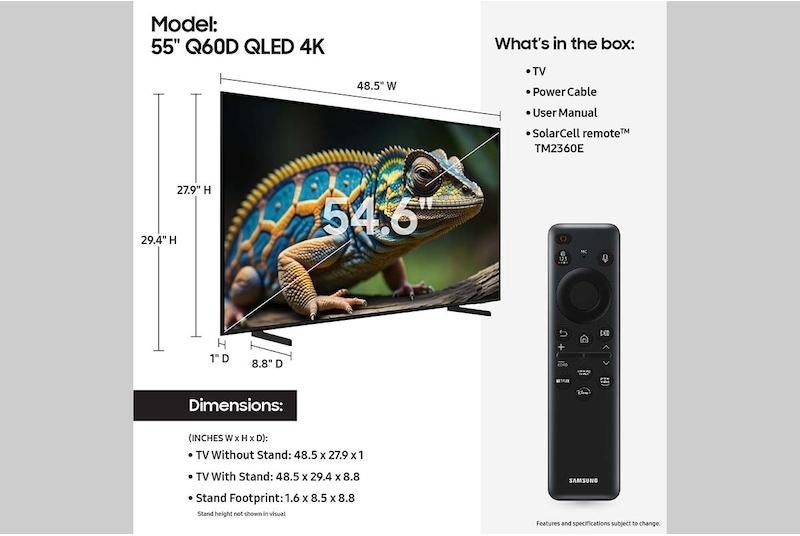 Samsung Electronics QN55Q60DAFXZA 4K 60Hz AirSlim Design QLED Motion Xcelerator Smar...