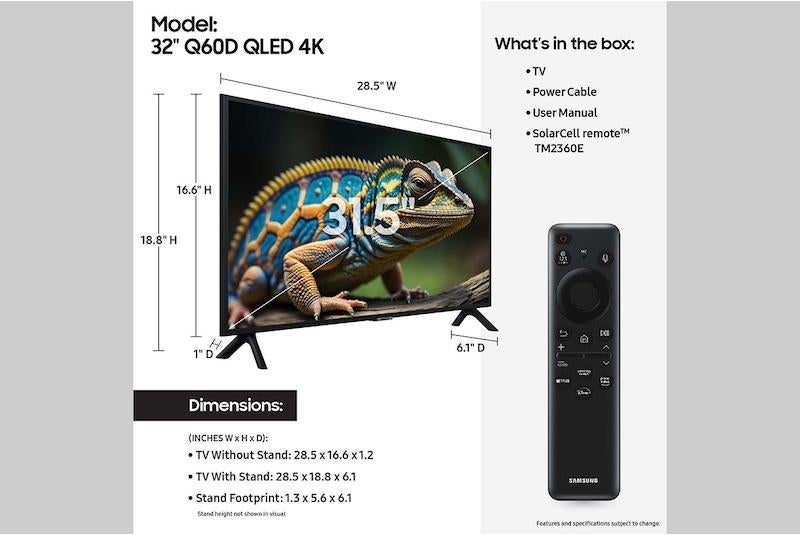 Samsung Electronics QN32Q60DAFXZA 4K 60Hz AirSlim Design QLED Motion Xcelerator Smar...