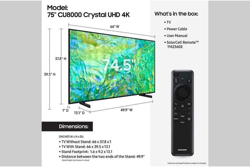 Samsung Electronics UN75CU8000FXZA 75 Inch