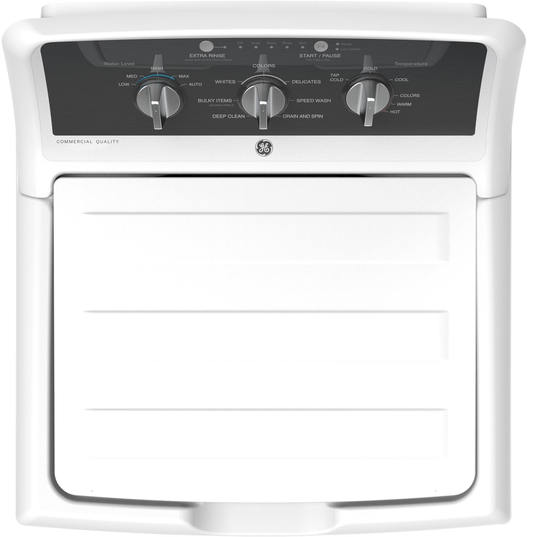 GE GTW525ACPWB White W/ Black Stainless Look Graphics