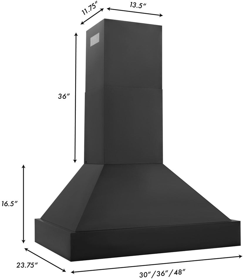 Zline BS655N30 Wall Mount Ducted Range Hood with LED Lights: Blac...