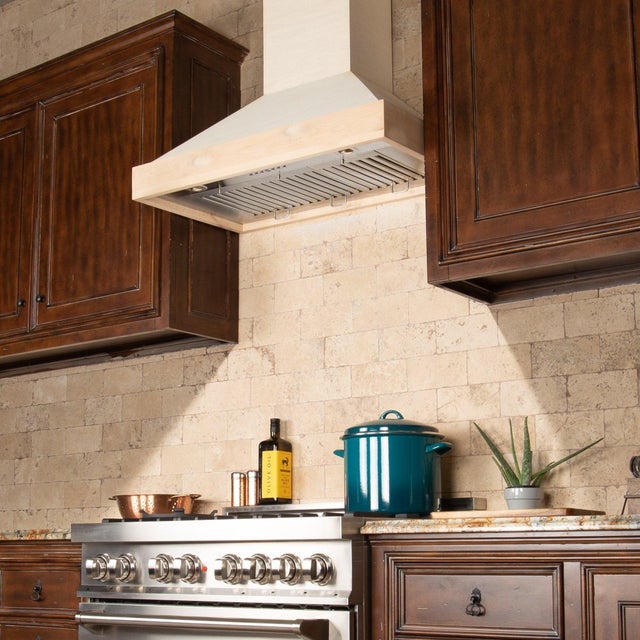 Zline KBUF48 Wooden Wall Mount Ducted Range Hood with LED Light...