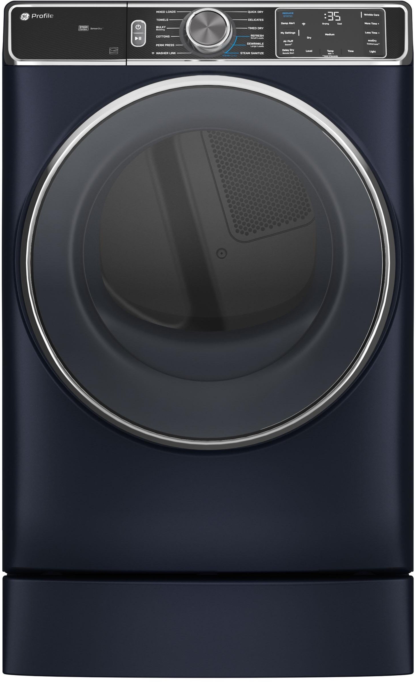 GE PFD87ESPVRS 28 Inch Smart Front Load Electric Dryer Sapphire