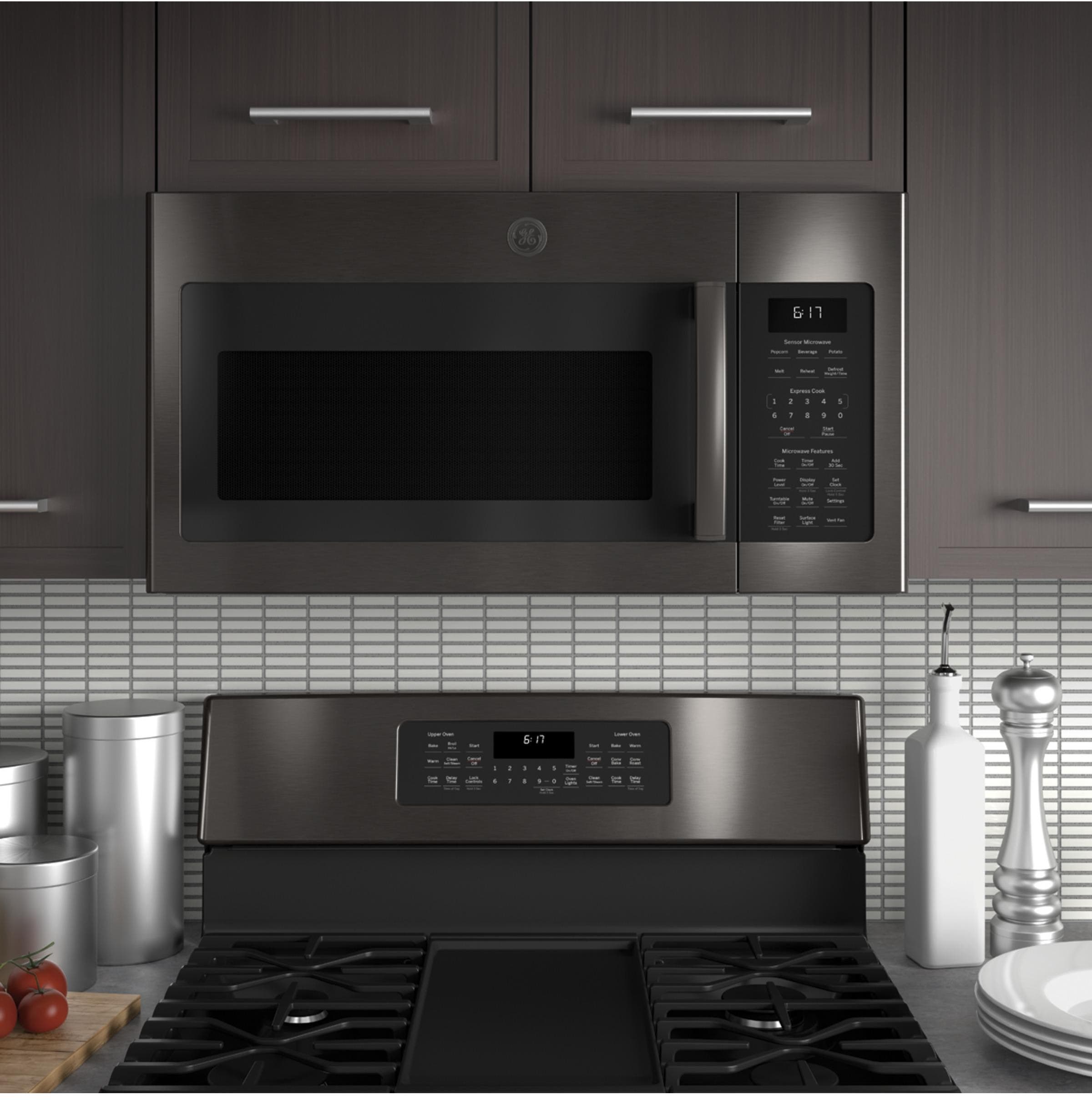 GE JVM6175BLTS Black Stainless Steel