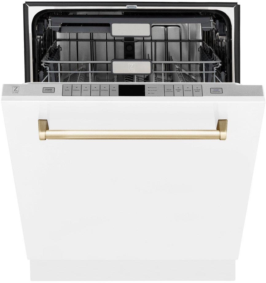 Zline DWMTZWM24G White Matte With Gold Handle, 51dba