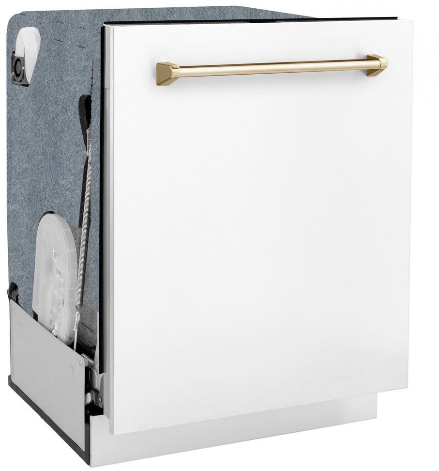 Zline DWMTZWM24G White Matte With Gold Handle, 51dba