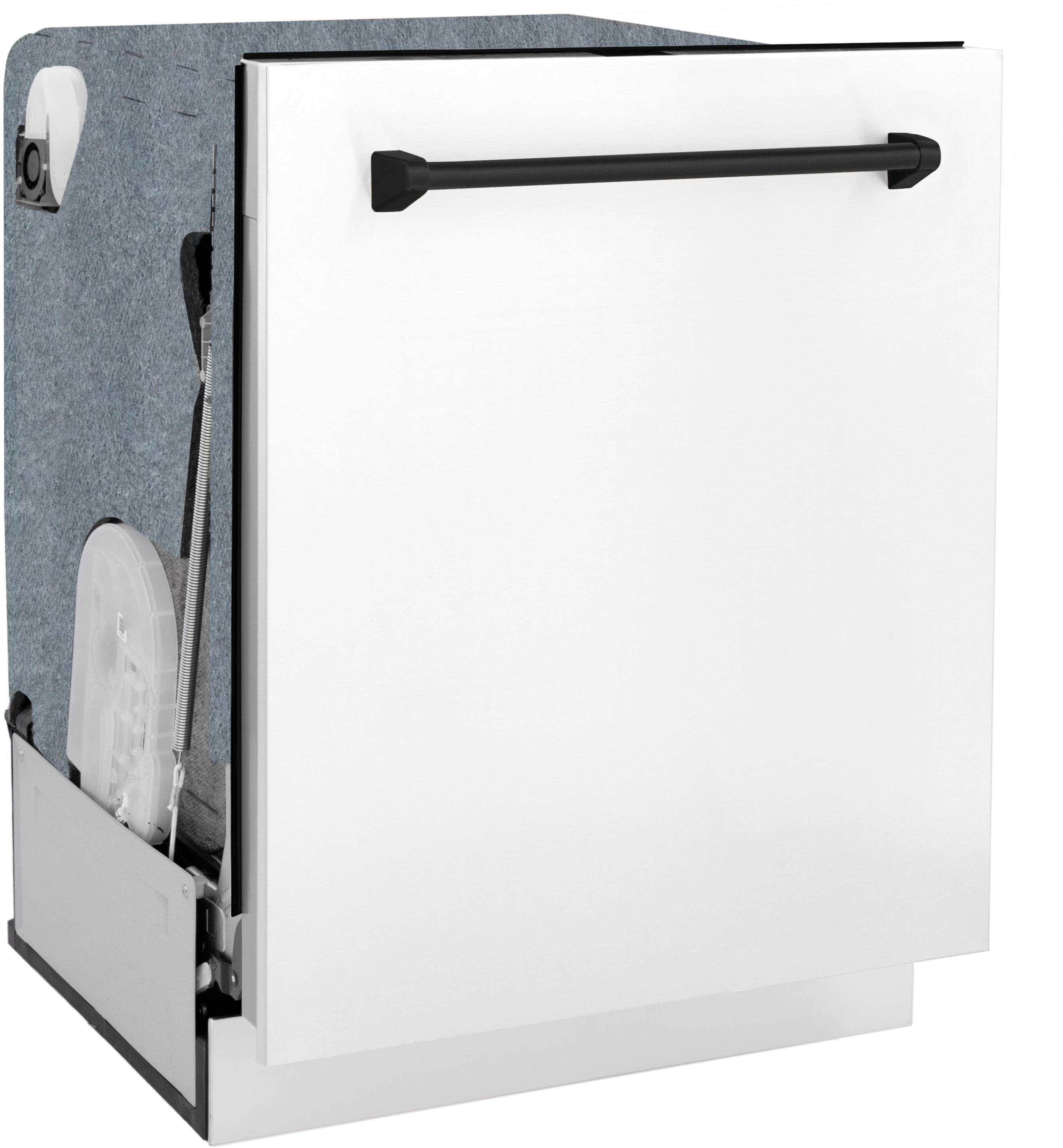 Zline DWMTZWM24MB White Matte With Matte Black Handle, 51dba