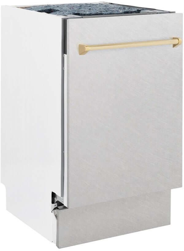 Zline DWVZSN18G Durasnow Stainless Steel With Gold Handle, 51dba