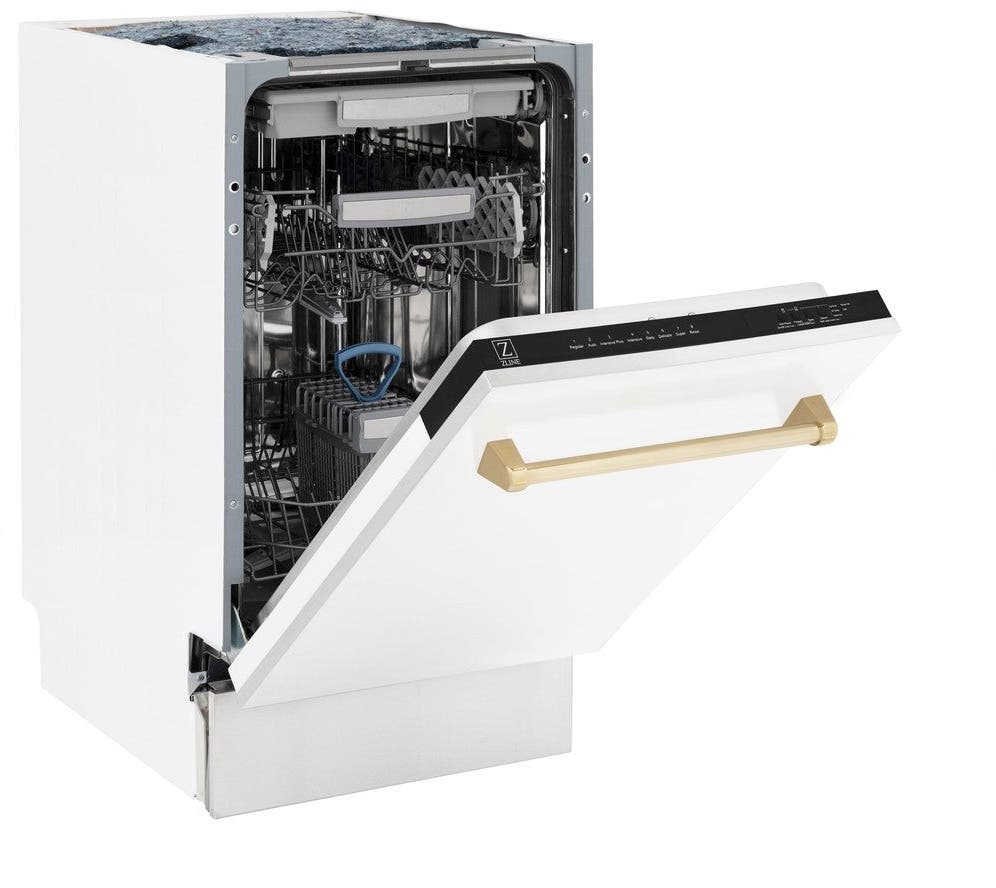Zline DWVZWM18G White Matte With Gold Handle, 51dba