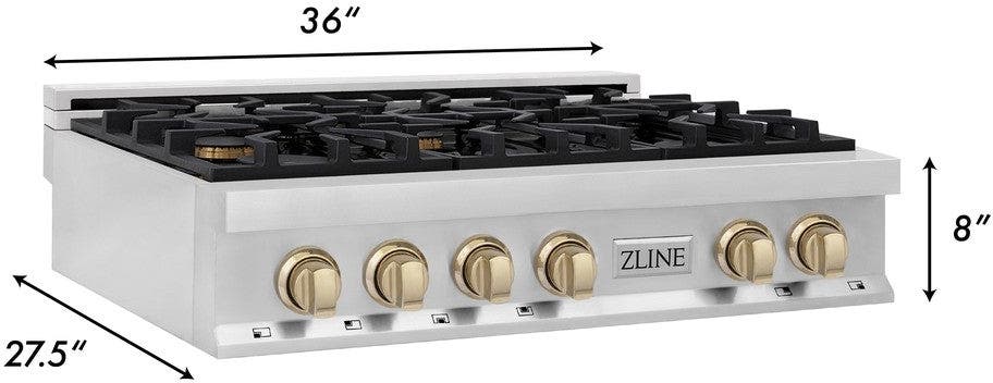 Zline RTZ36G Stainless Steel And Gold Accents