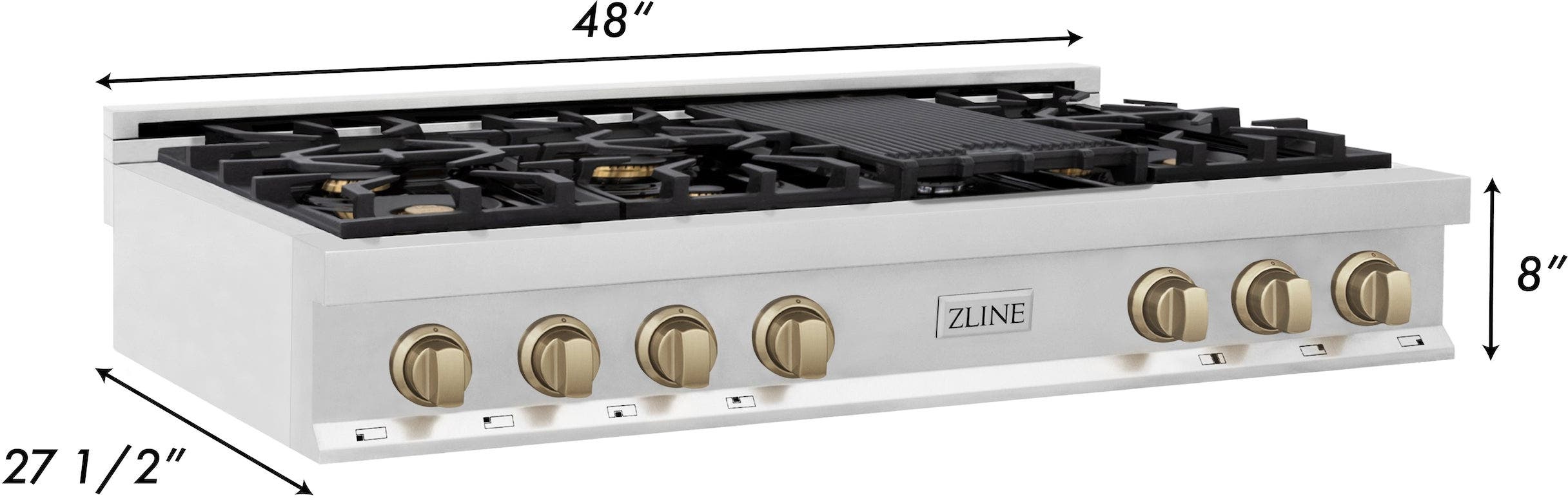 Zline RTZ48CB Stainless Steel And Champagne Bronze Accents