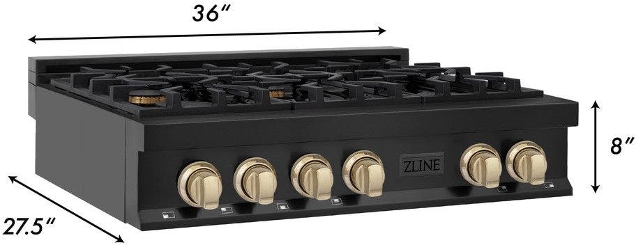 Zline RTBZ36G Black Stainless Steel And Gold Accents