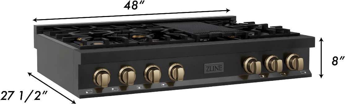 Zline RTBZ48CB Black Stainless Steel And Champagne Bronze Accents