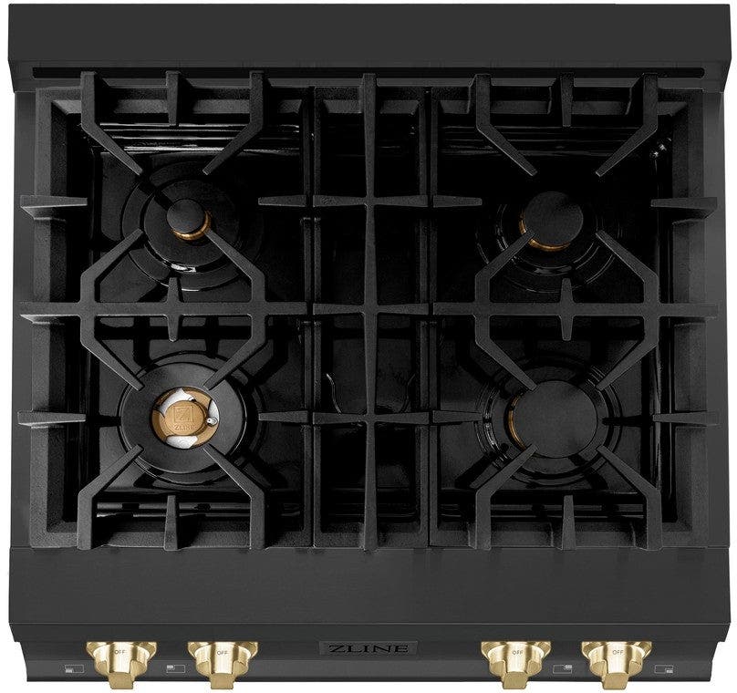 Zline RTBZ30G Black Stainless Steel And Gold Accents