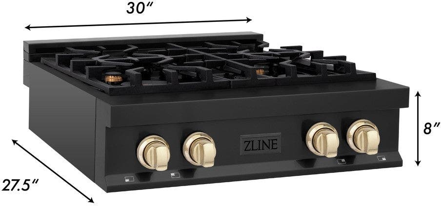 Zline RTBZ30G Black Stainless Steel And Gold Accents