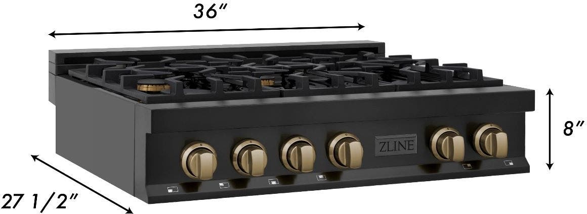 Zline RTBZ36CB Black Stainless Steel And Champagne Bronze Accents