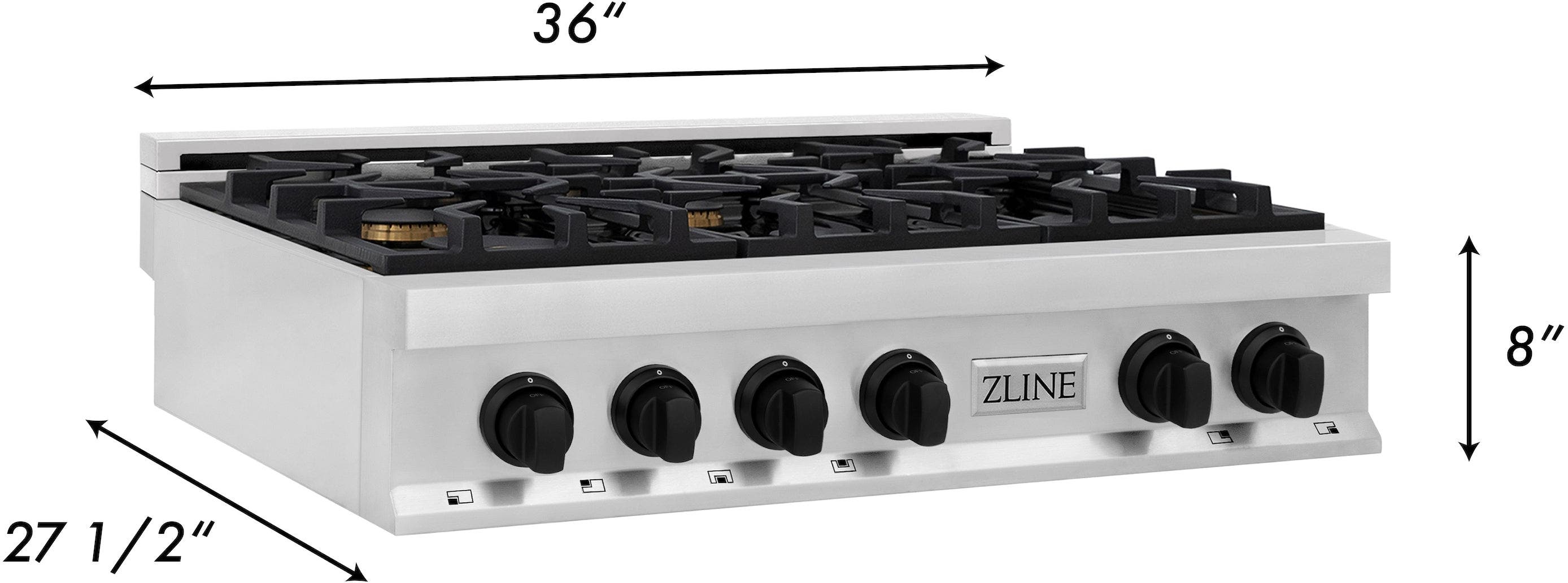 Zline RTZ36MB Stainless Steel and Matte Black Accents