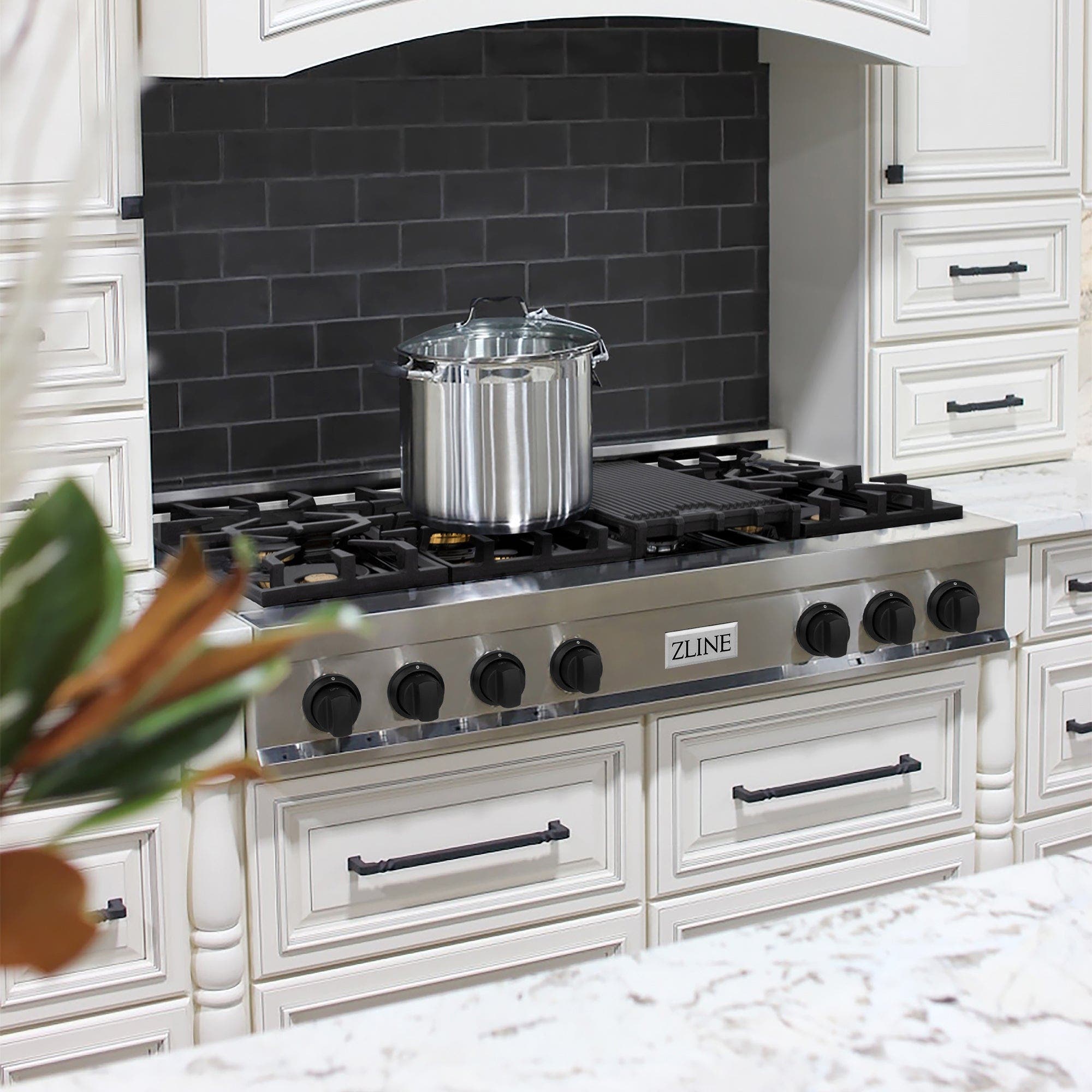 Zline RTZ48MB Stainless Steel and Matte Black Accents