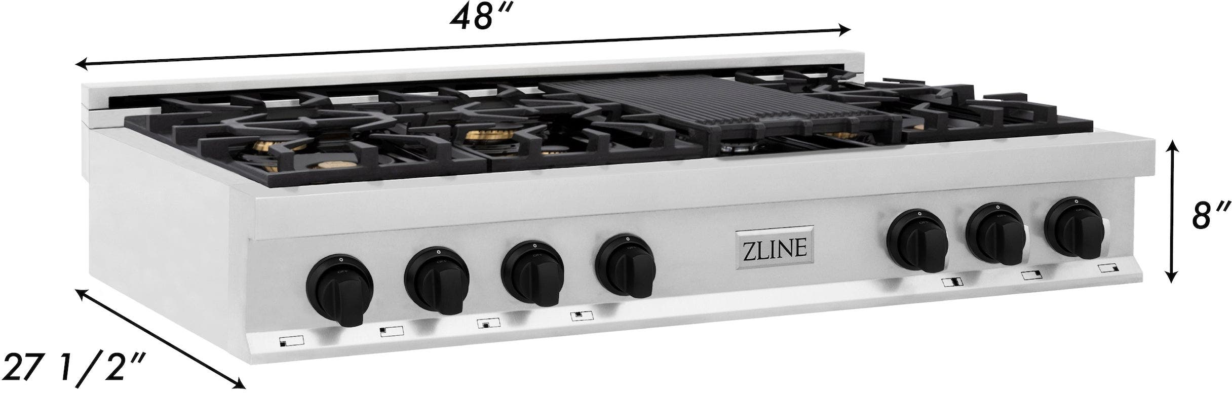 Zline RTZ48MB Stainless Steel and Matte Black Accents
