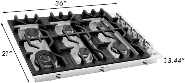 Zline RC36 36 Inch Drop-In Gas Cooktop with 6 Sealed Burners:...