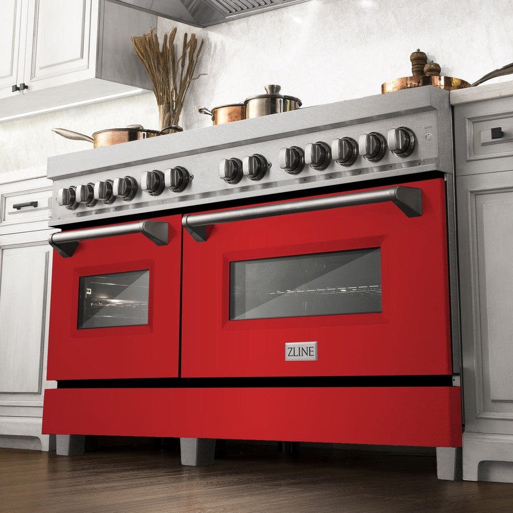 Zline RASRM60 DuraSnow Stainless Steel with Red Matte Doors