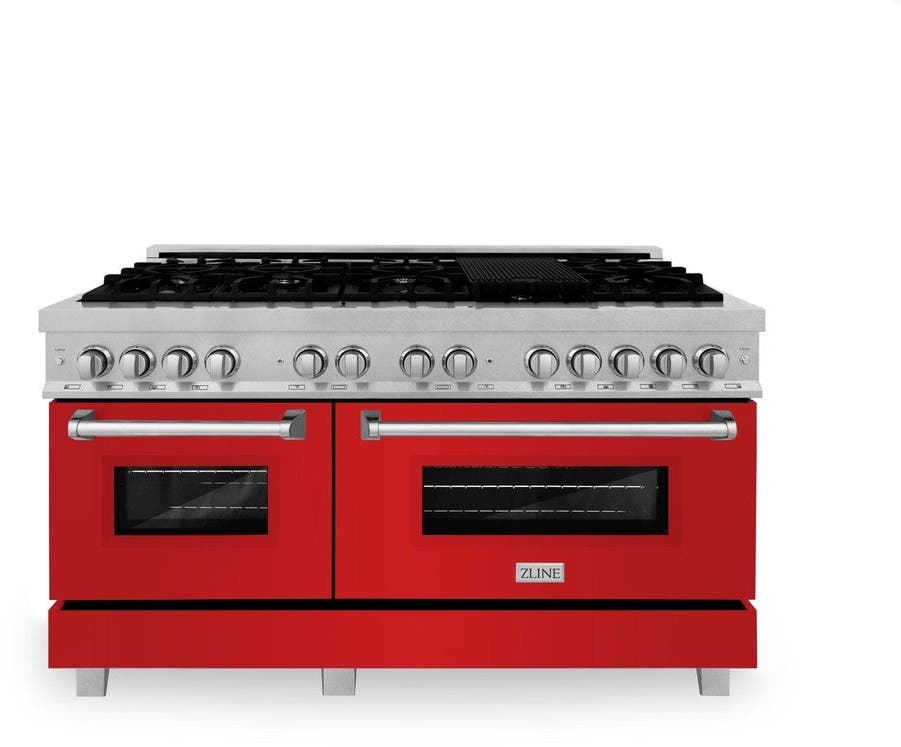 Zline RASRM60 DuraSnow Stainless Steel with Red Matte Doors