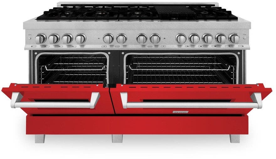 Zline RASRM60 DuraSnow Stainless Steel with Red Matte Doors