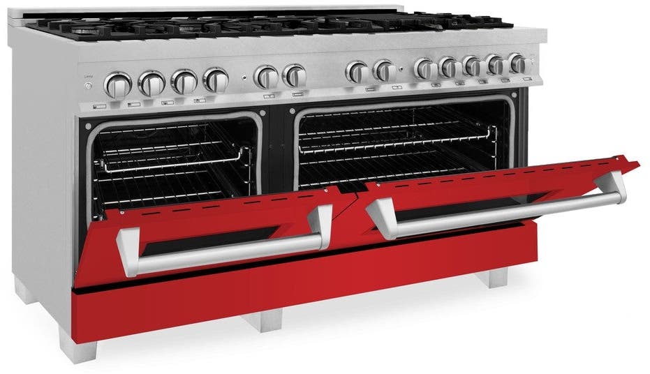 Zline RASRM60 DuraSnow Stainless Steel with Red Matte Doors