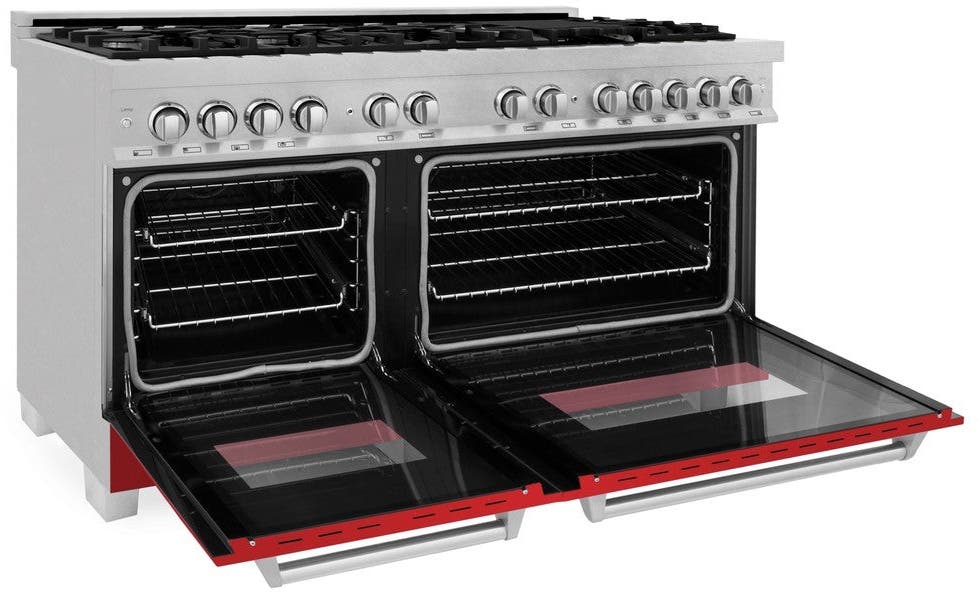 Zline RASRM60 DuraSnow Stainless Steel with Red Matte Doors
