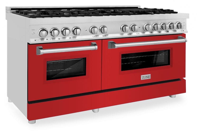 Zline RARM60 Stainless Steel And Red Matte Door